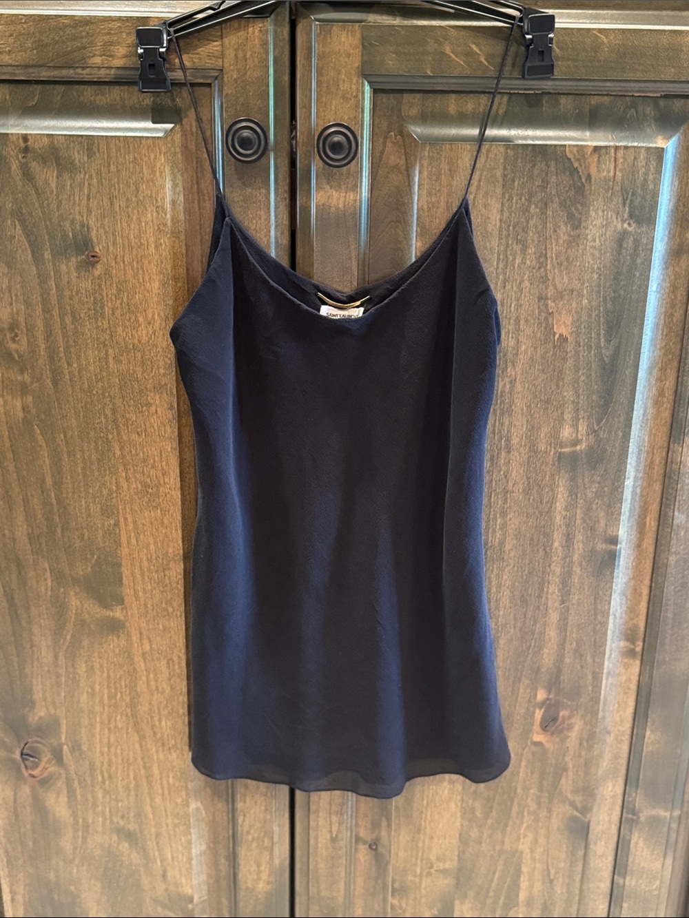 Authentic Saint Laurent Paris Black Silk Camisole Cami Women XS